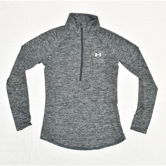 Under Armour Women's 1/4 Zip Sweatshirt Loose Heatgear Polyester Gray Size M - Picture 1 of 8